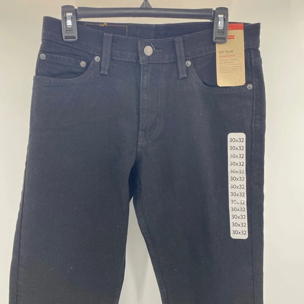 NEW Levi's 511 Jeans Slim Mens Tag 30x32 Fits 30x31 Black Advanced Stretch